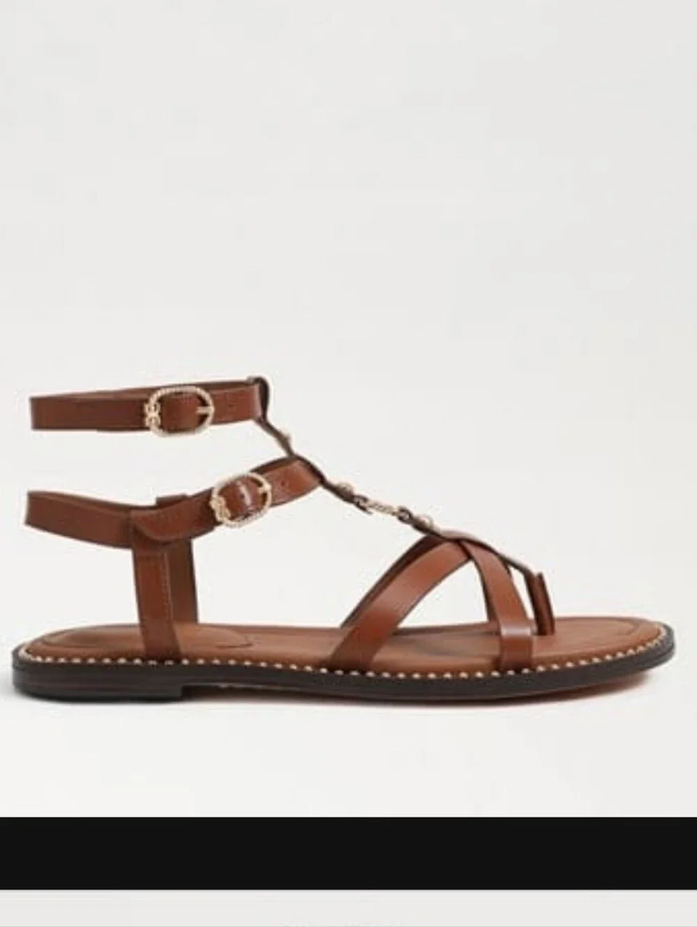 Sam Edelman Talya Gladiator Sandals Rich Cognac Gold Medallion Size 8M - Picture 9 of 9